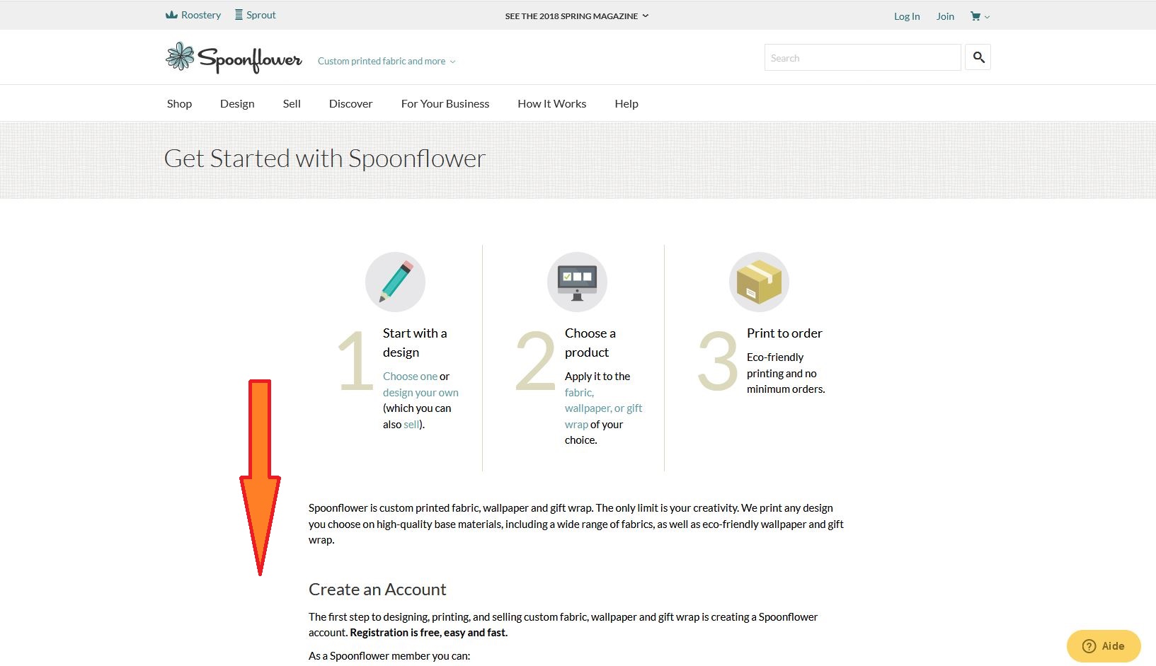 Créer un compte chez Spoonflower