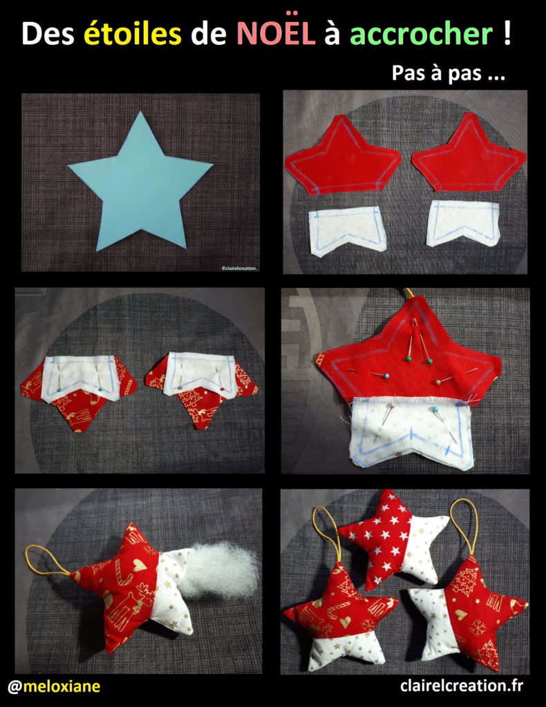 Voici comment, en 8 étapes, j'ai cousu de jolies petites étoiles bicolores à accrocher sur le sapin de Noël !
